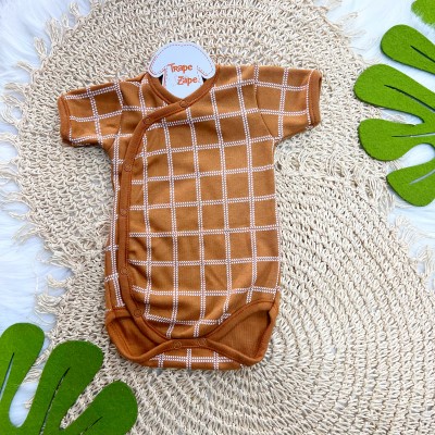 Body Kimono M/C Quadriculado - Ferrugem